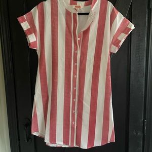 Boutique tunic. Red/cream striped.